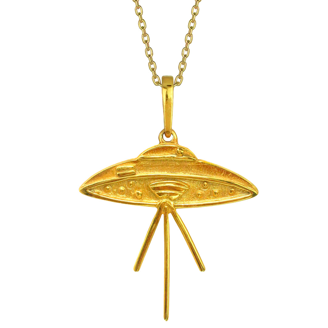 Elvis UFO Connection 24k GP .950 Silver Saucer Pendant Necklace Multiple Sizes