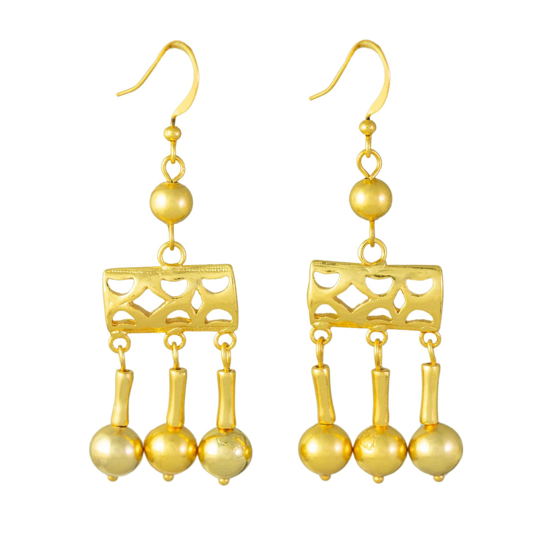 Roman Crotalia Round Golden Beads Earrings