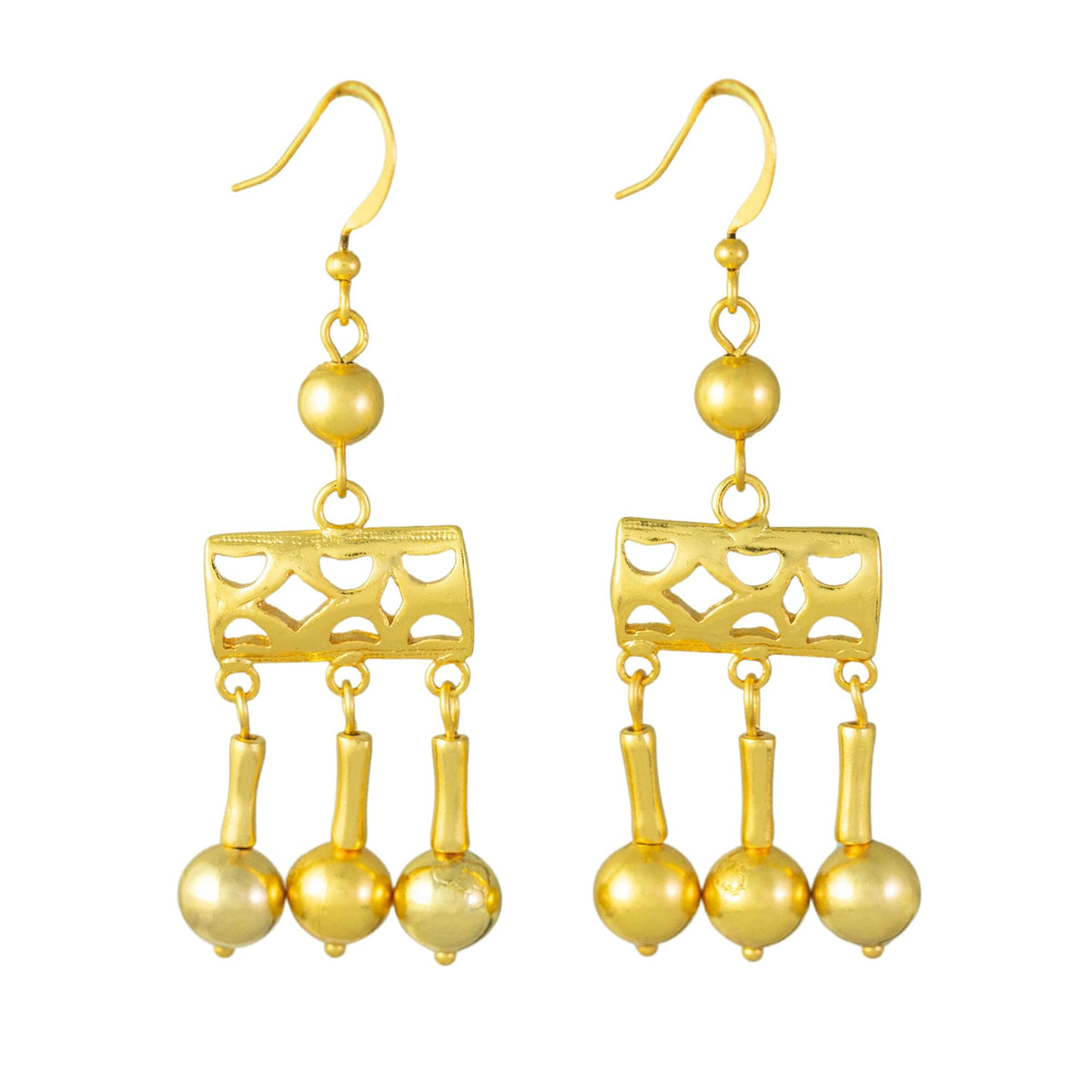 Roman Crotalia Round Golden Beads Earrings