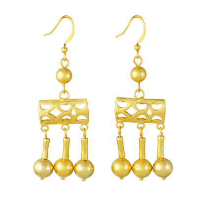 Roman Crotalia Round Golden Beads Earrings