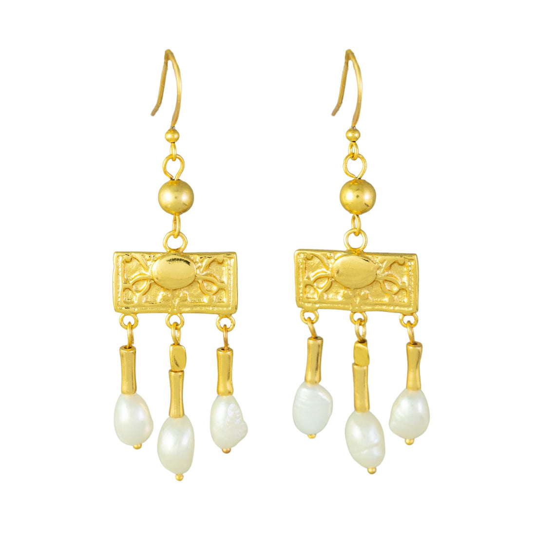 Roman Crotalia Pearl 2.5" Dangle Earrings