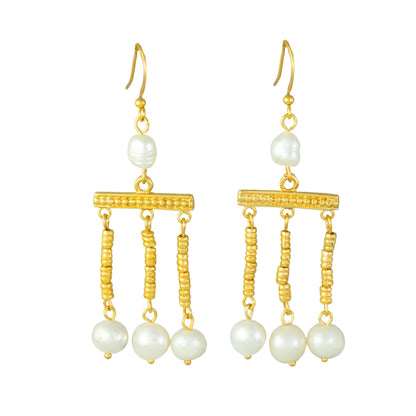 Crotalia Pompeii Cultured Pearl 2.9" Dangle Earrings