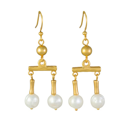 Roman Crotalia Pearl 2.15" Dangle Earrings