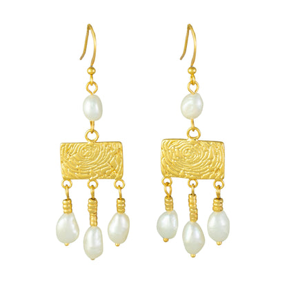 Roman Crotalia Pearl 2.27" Dangle Earrings