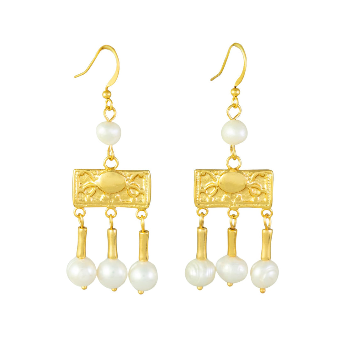 Roman Crotalia Pearl 2.5" Dangle Earrings