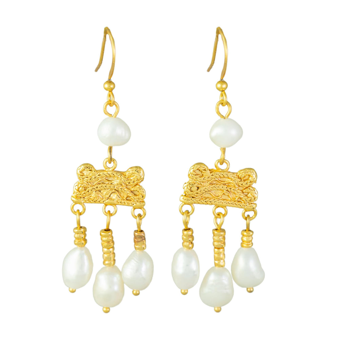Roman Crotalia Pearl 2.27" Dangle Earrings