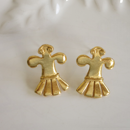 24k GP Muisca Bird with Open Feathers 0.8" Drop Earrings