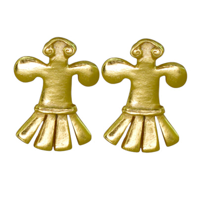 24k GP Muisca Bird with Open Feathers 0.8" Drop Earrings