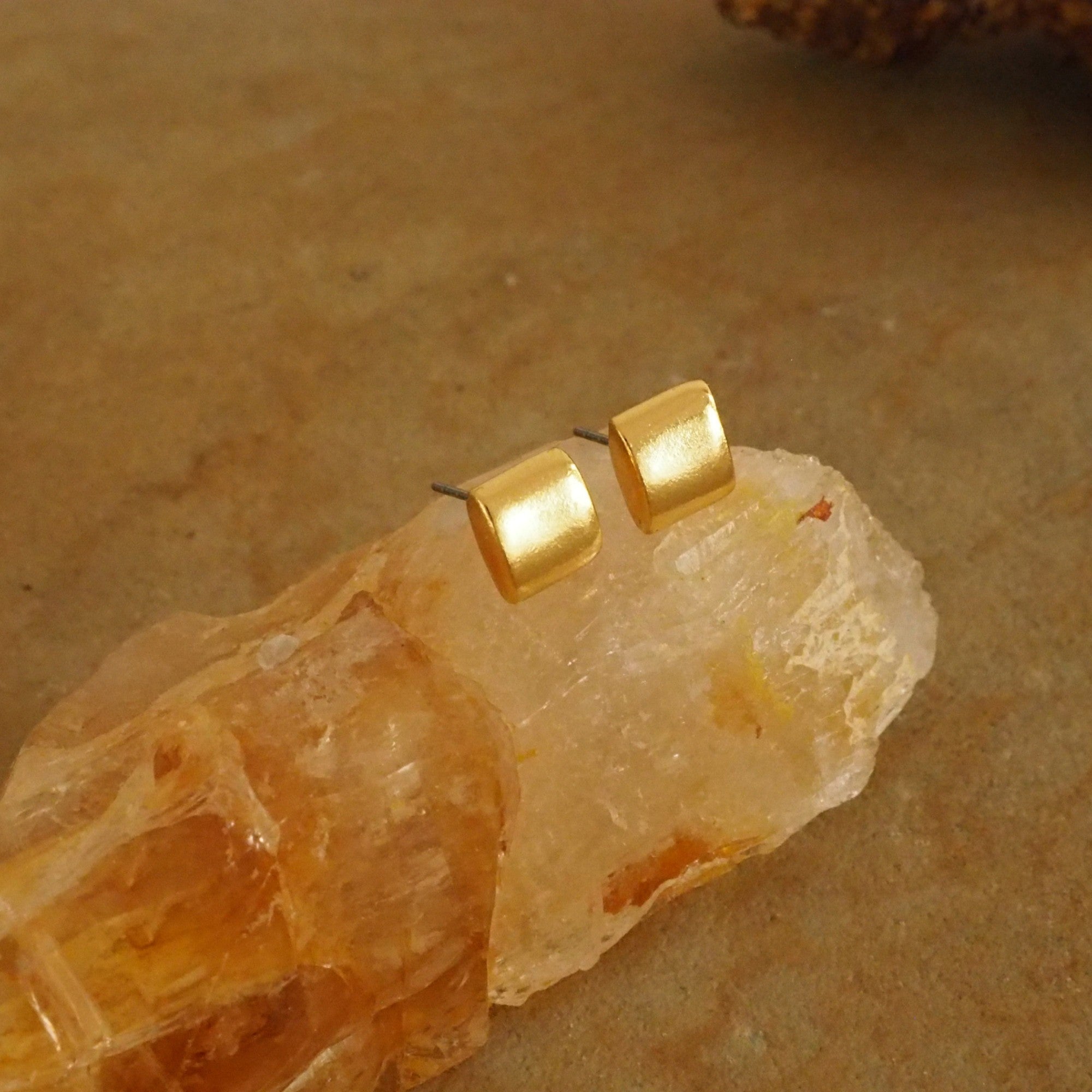 Minimalist Gold Square 24k GP Earrings 