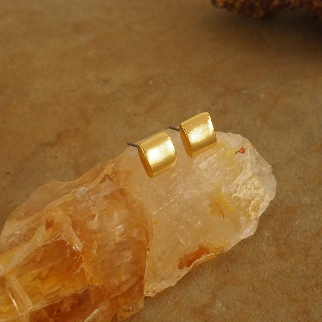 Minimalist Gold Square 24k GP Earrings 