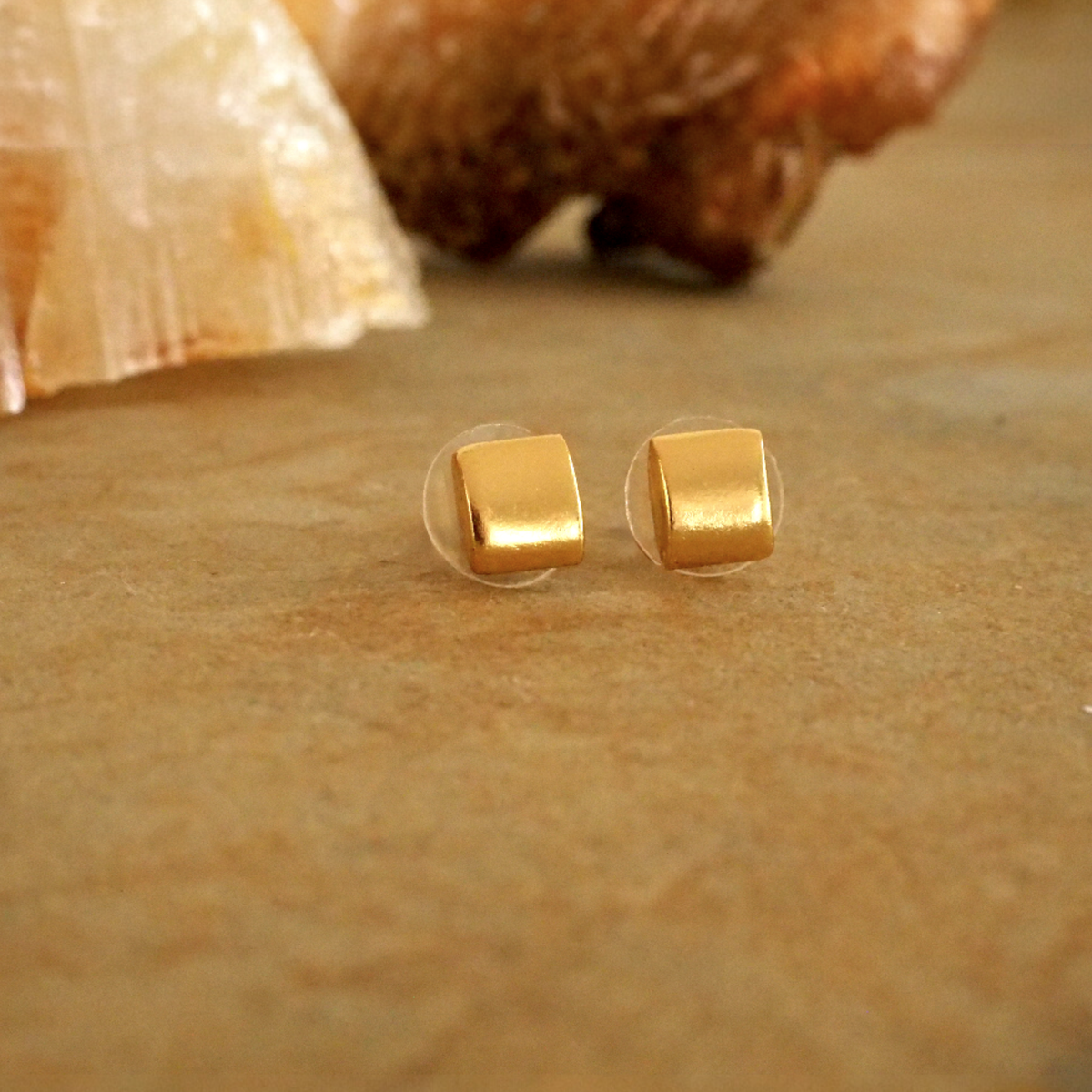 Minimalist Gold Square 24k GP Earrings 