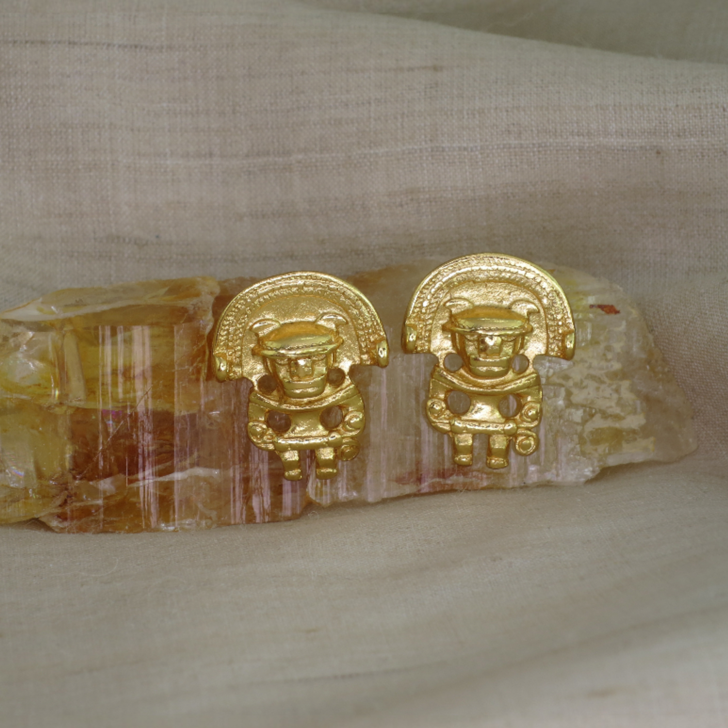 24k GP Anthropomorphic Figure 0.9"  Drop Earrings