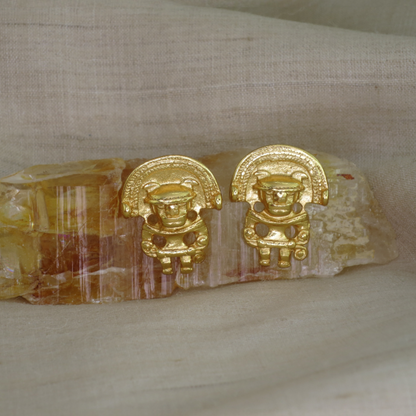 24k GP Anthropomorphic Figure 0.9"  Drop Earrings