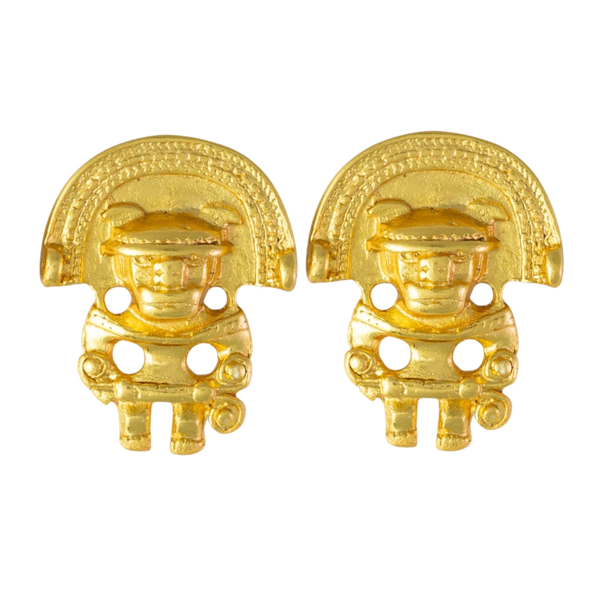 24k GP Anthropomorphic Figure 0.9"  Drop Earrings