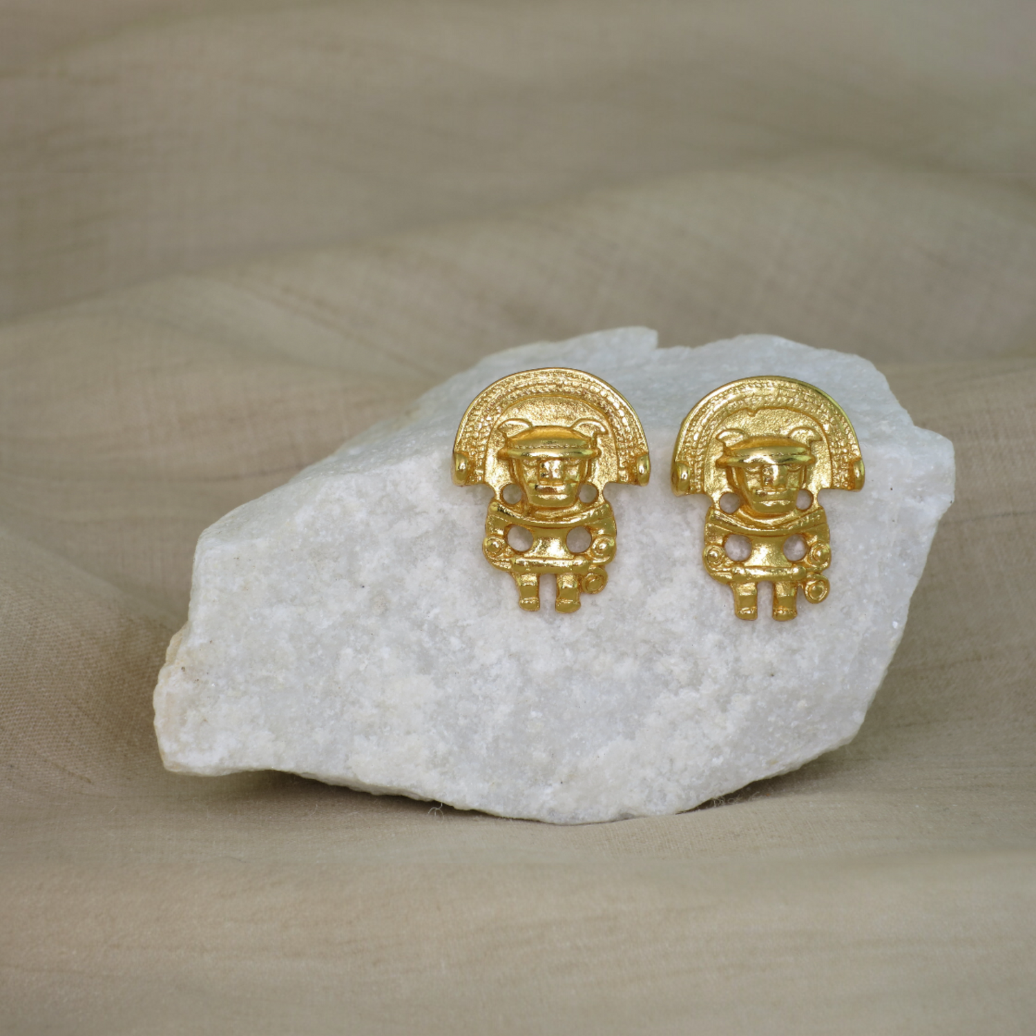 24k GP Anthropomorphic Figure 0.9"  Drop Earrings