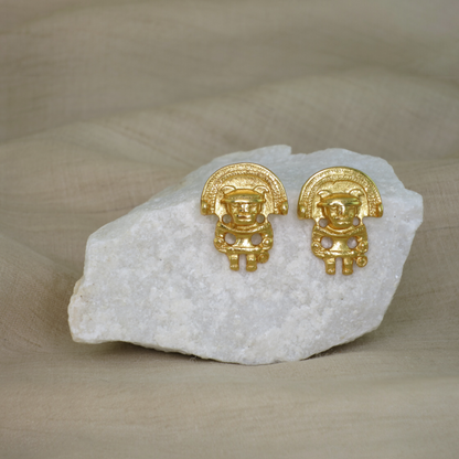 24k GP Anthropomorphic Figure 0.9"  Drop Earrings