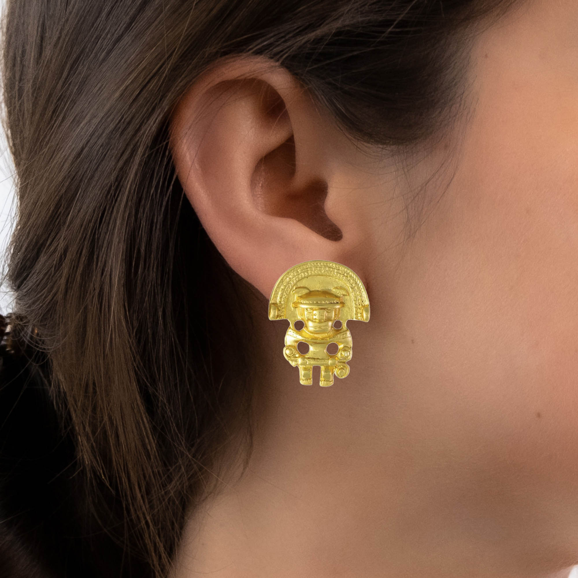 24k GP Anthropomorphic Figure 0.9"  Drop Earrings