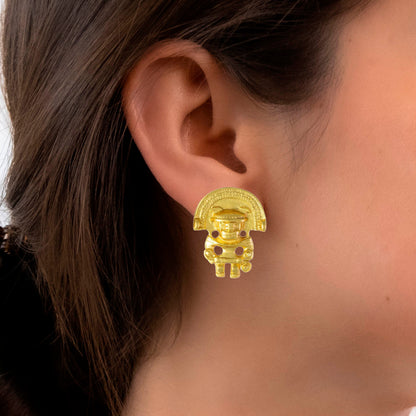 24k GP Anthropomorphic Figure 0.9"  Drop Earrings