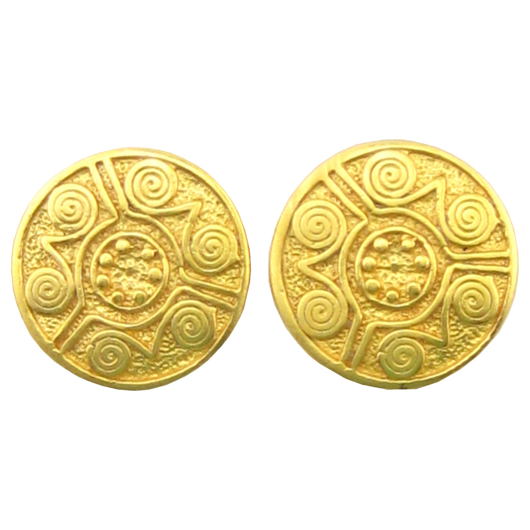 Gold Circle Disk Earrings