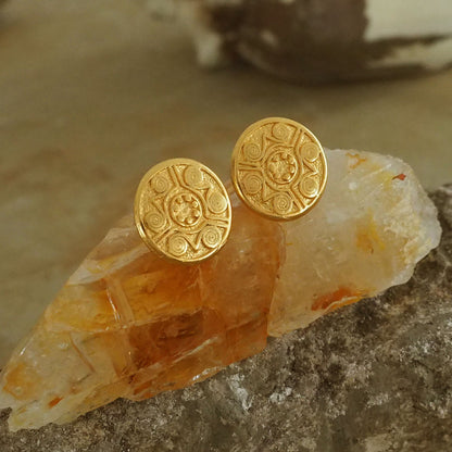 Gold Circle Disk Earrings