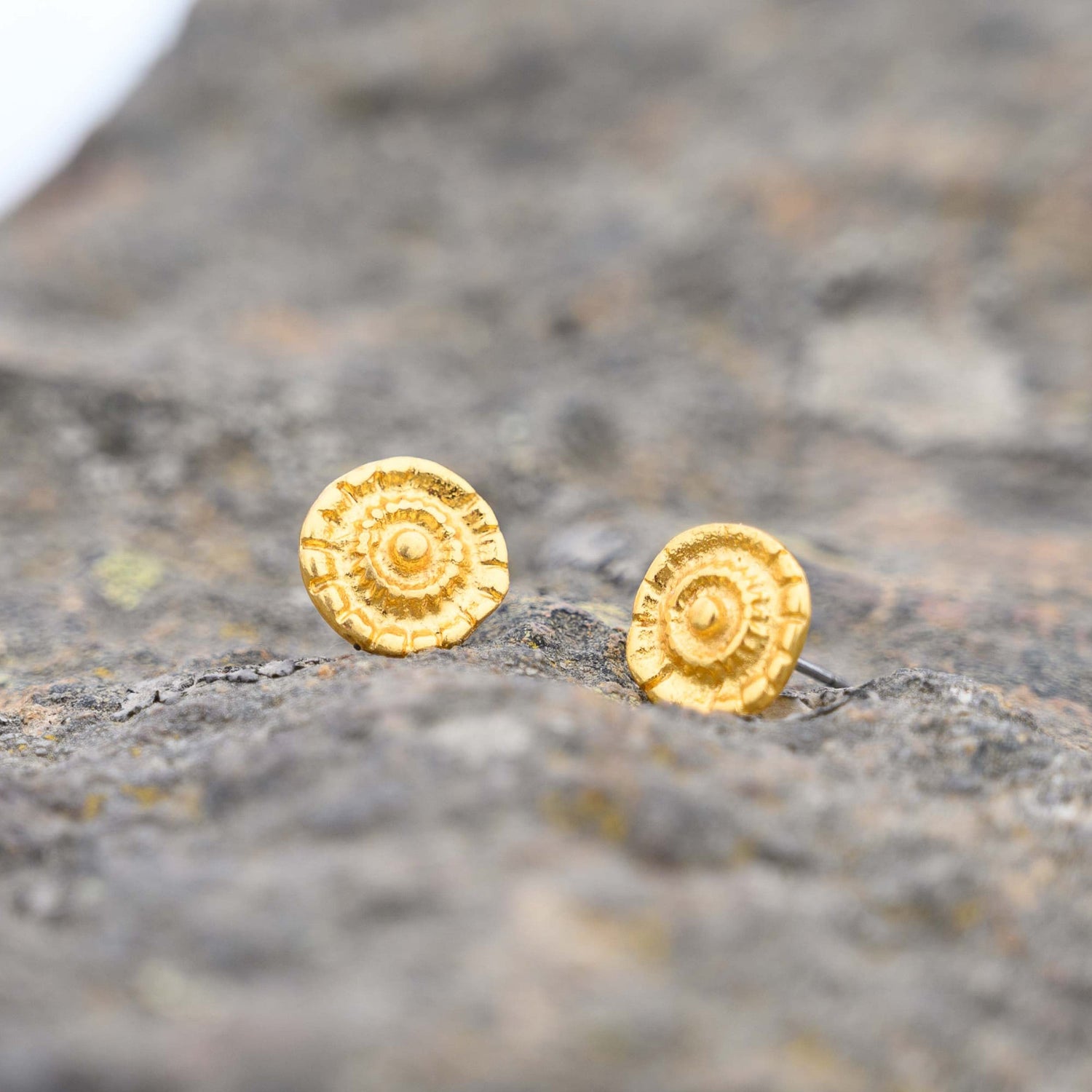 Embossed Round Button Earrings