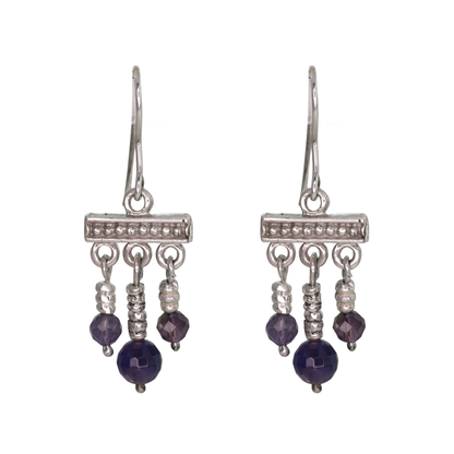 Roman Egypt Amethyst Crotalia Silver Earrings