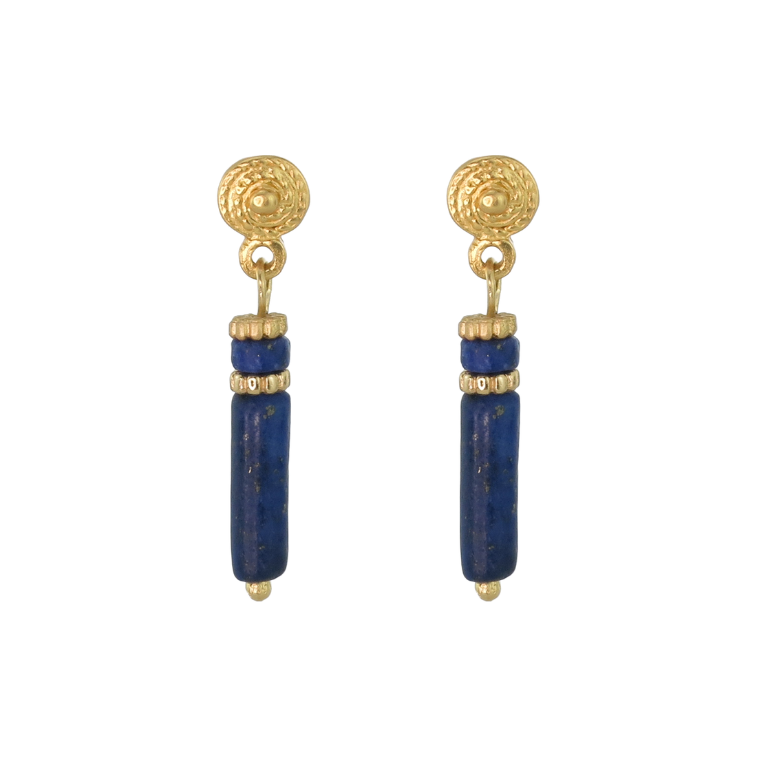 Egyptian-Inspired Lapis Lazuli Gold Plated Earrings