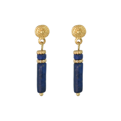 Egyptian-Inspired Lapis Lazuli Gold Plated Earrings