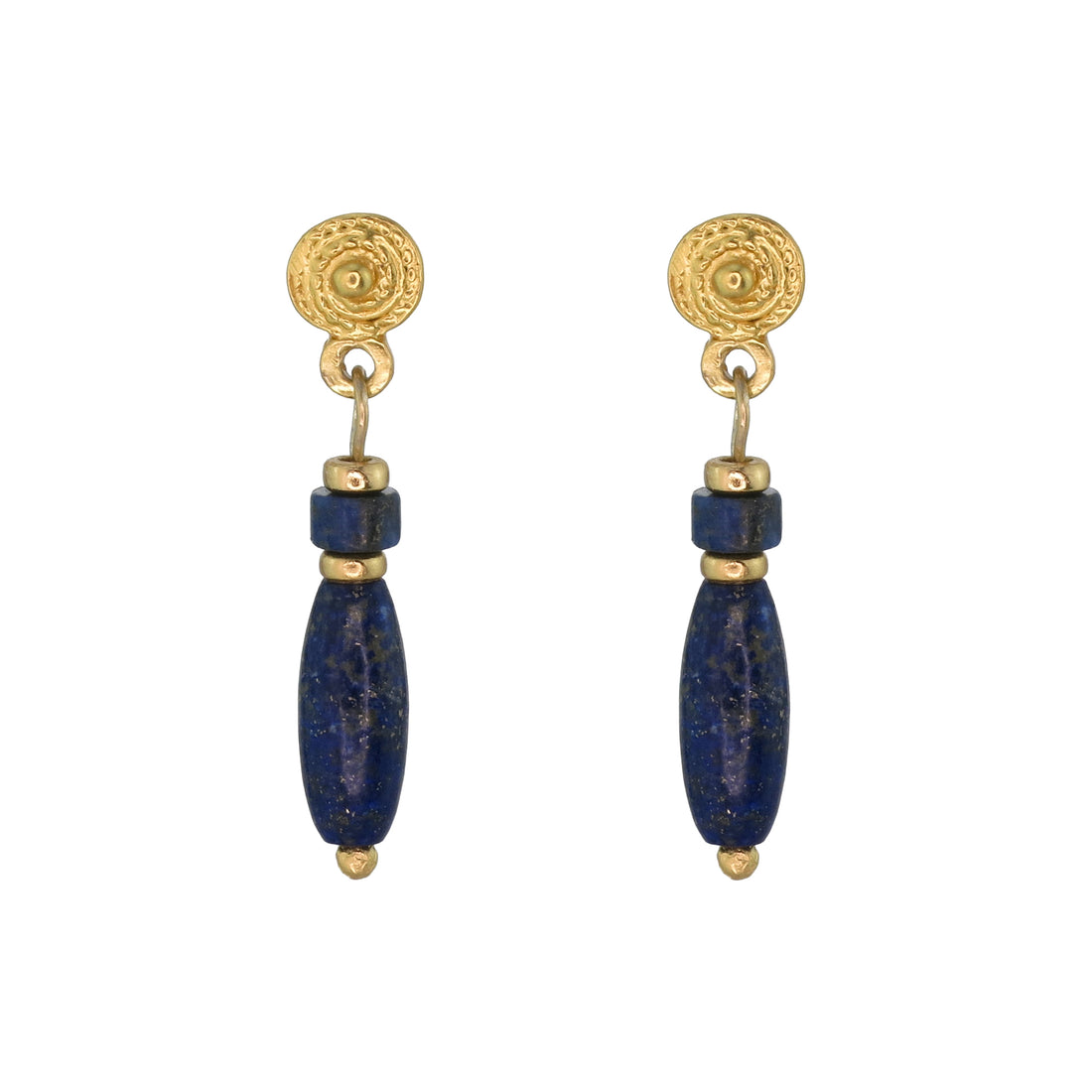 Egyptian-Inspired Lapis Lazuli Gold Plated Earrings