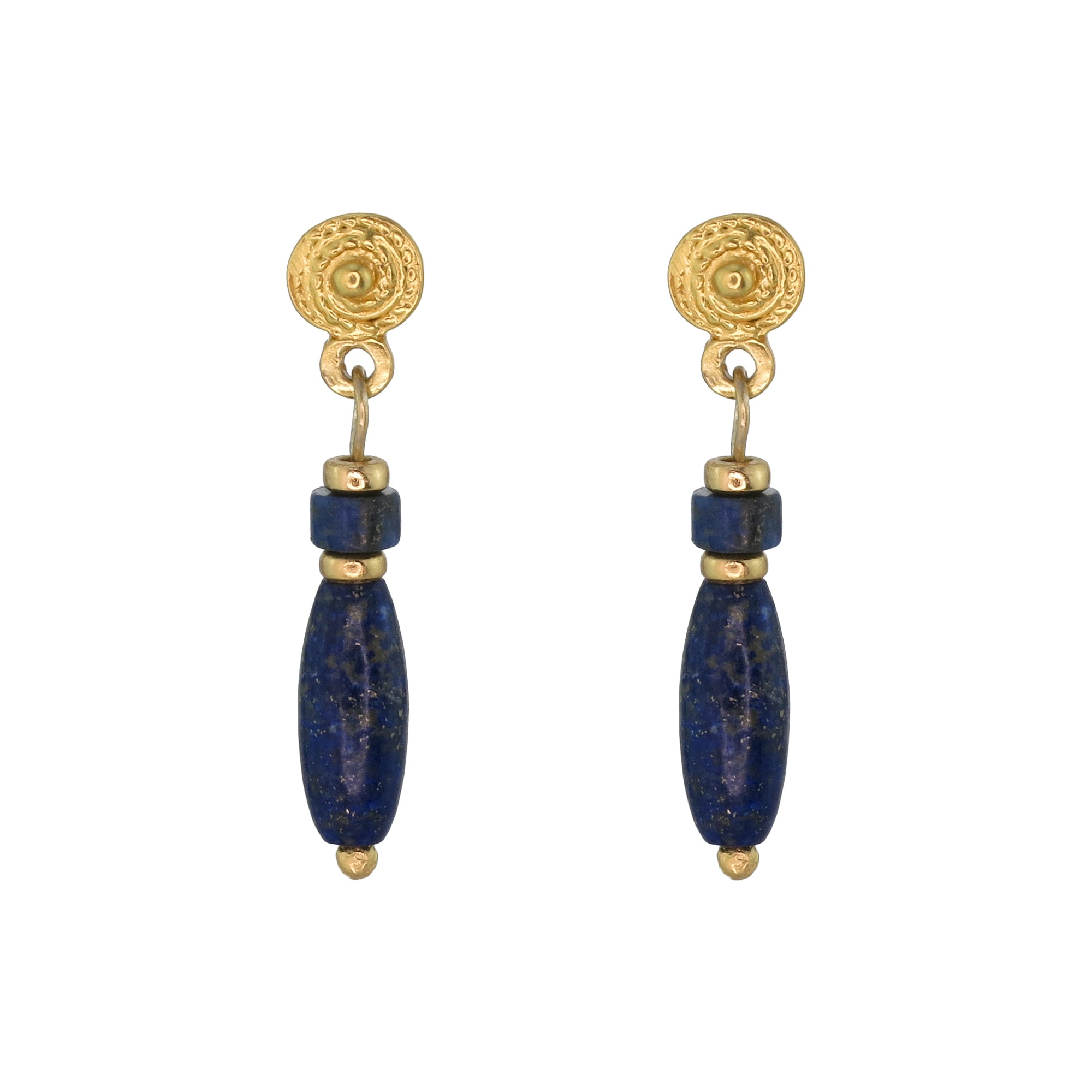 Egyptian-Inspired Lapis Lazuli Gold Plated Earrings