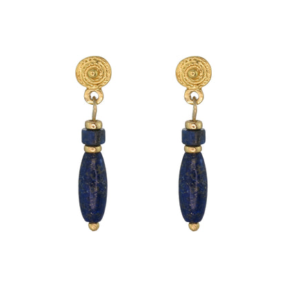 Egyptian-Inspired Lapis Lazuli Gold Plated Earrings