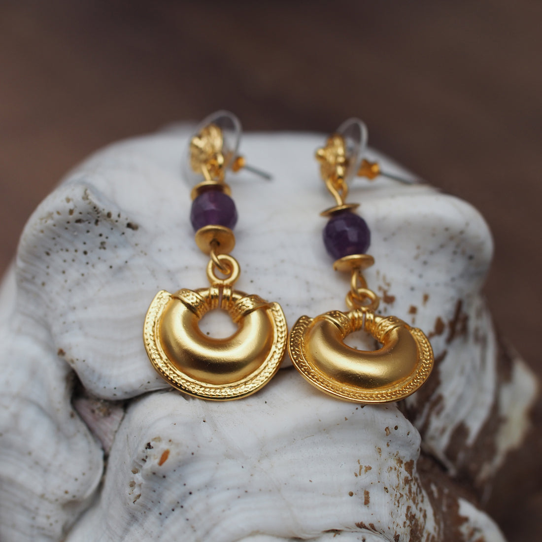 Crescent and Amehtyst Earrings