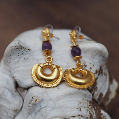 Crescent and Amehtyst Earrings