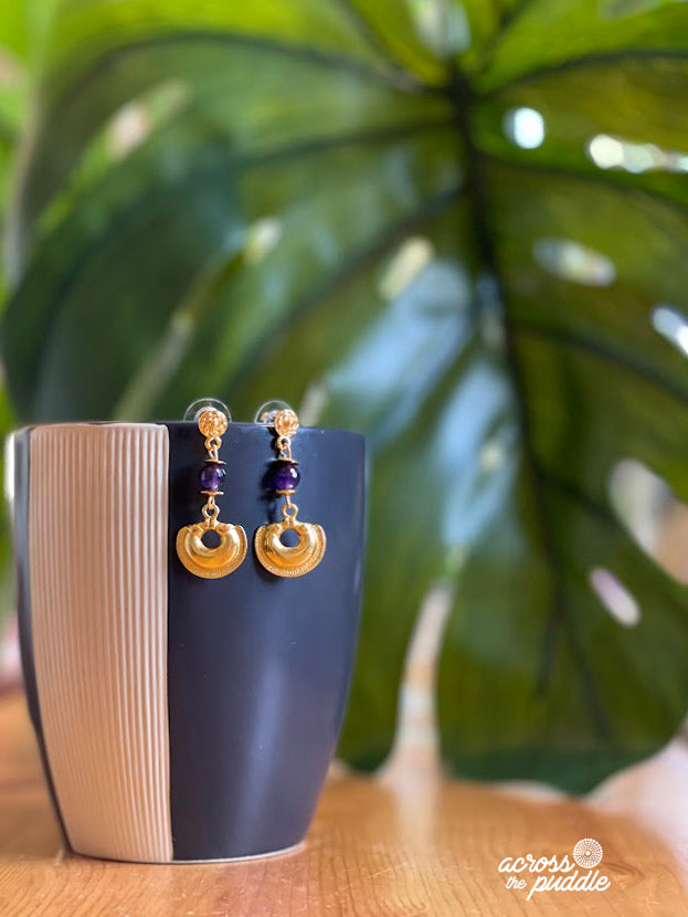 Crescent and Amehtyst Earrings