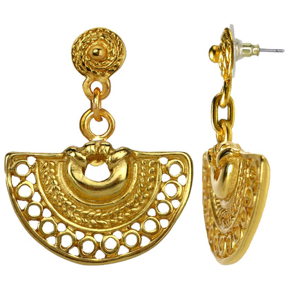Decorated Fan Dangle Earrings