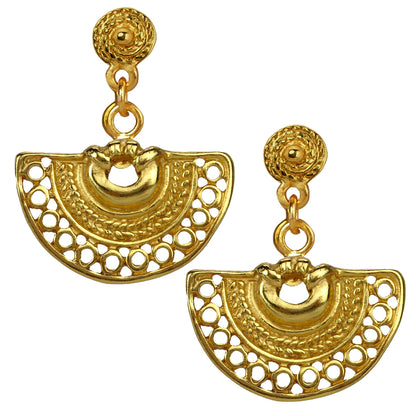 Decorated Fan Dangle Earrings