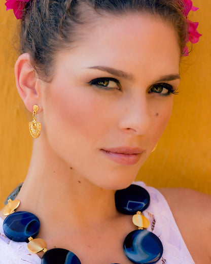 Decorated Fan Dangle Earrings