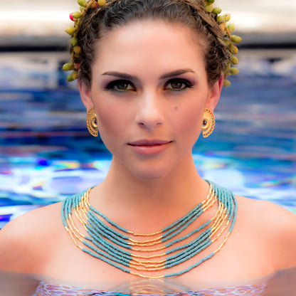 Fan with Braids Drop Earrings