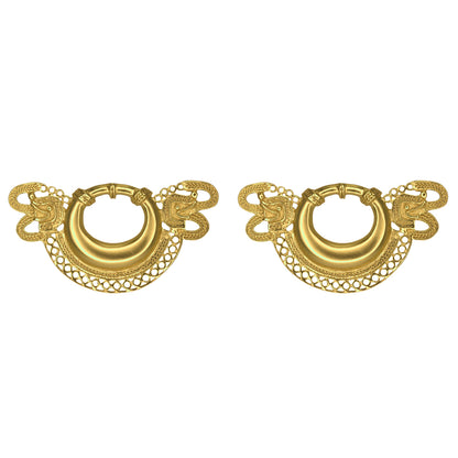 Crescent with Animal Heads Drop Earrings