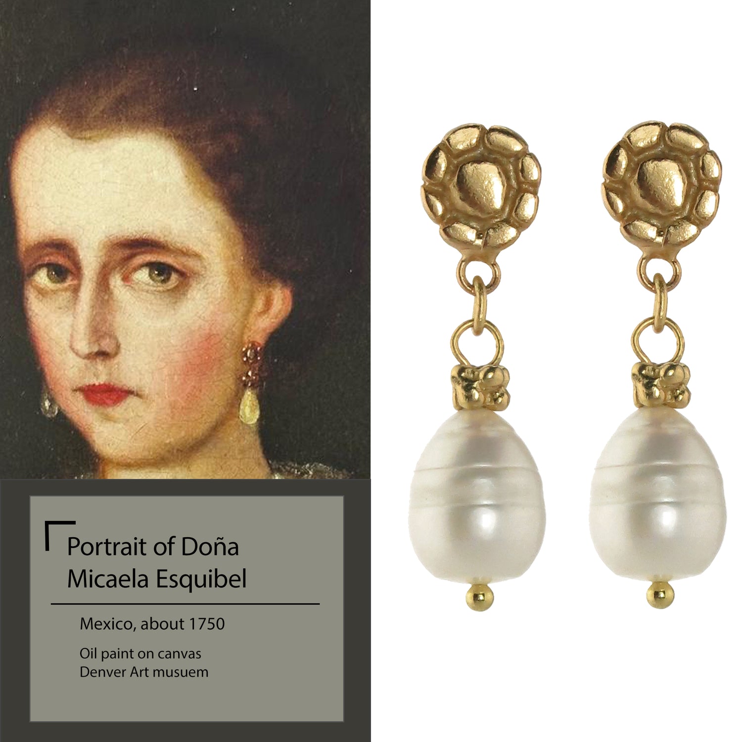 Flower and Freshwater Pearls Dangle Earrings