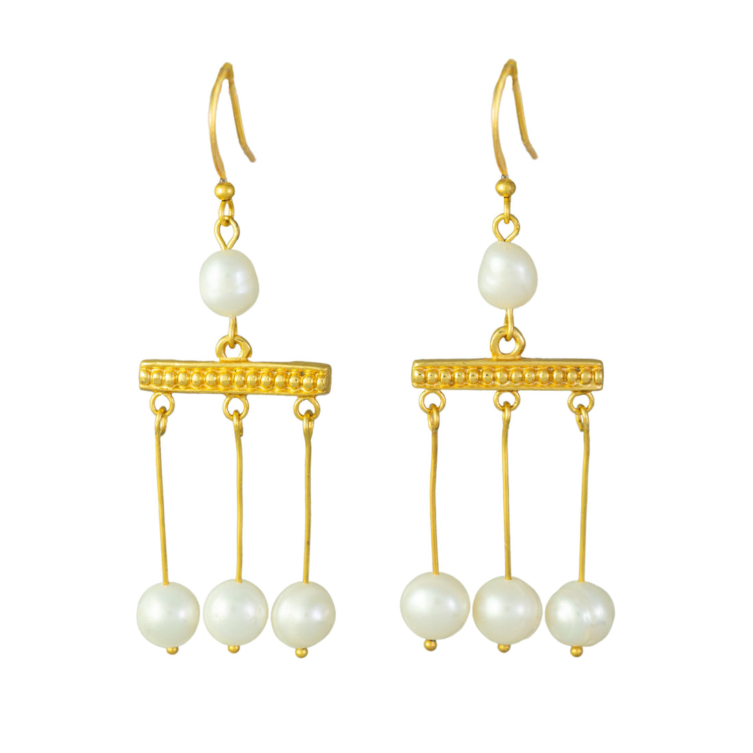 Minimalist Crotalia Pearl 1" Dangle Earrings