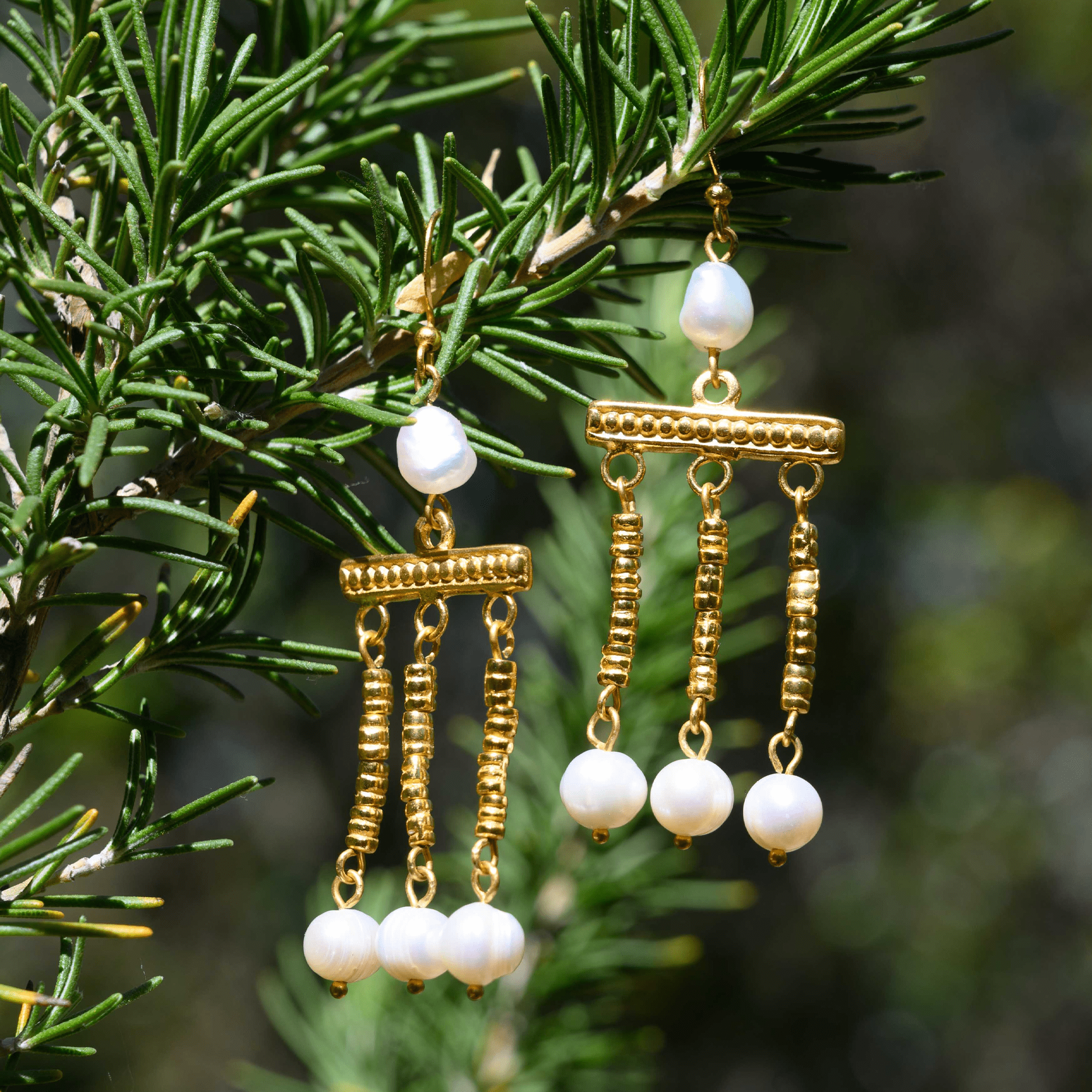 Roman Crotalia Pompeii Cultured Pearls Earrings