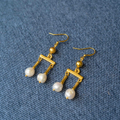 Roman Crotalia Pearl 2.15" Dangle Earrings
