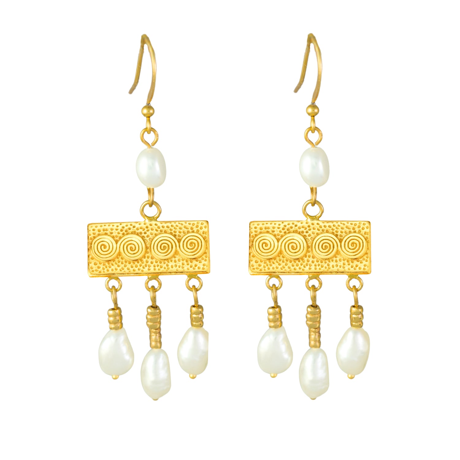 Roman Egypt Crotalia 24k GP Dangle Earrings