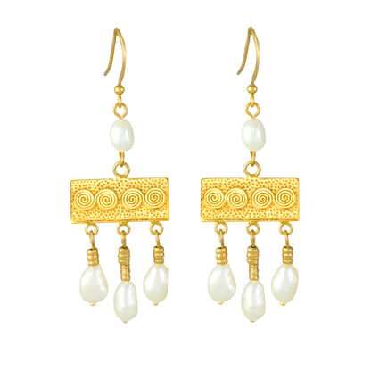 Roman Egypt Crotalia 24k GP Dangle Earrings
