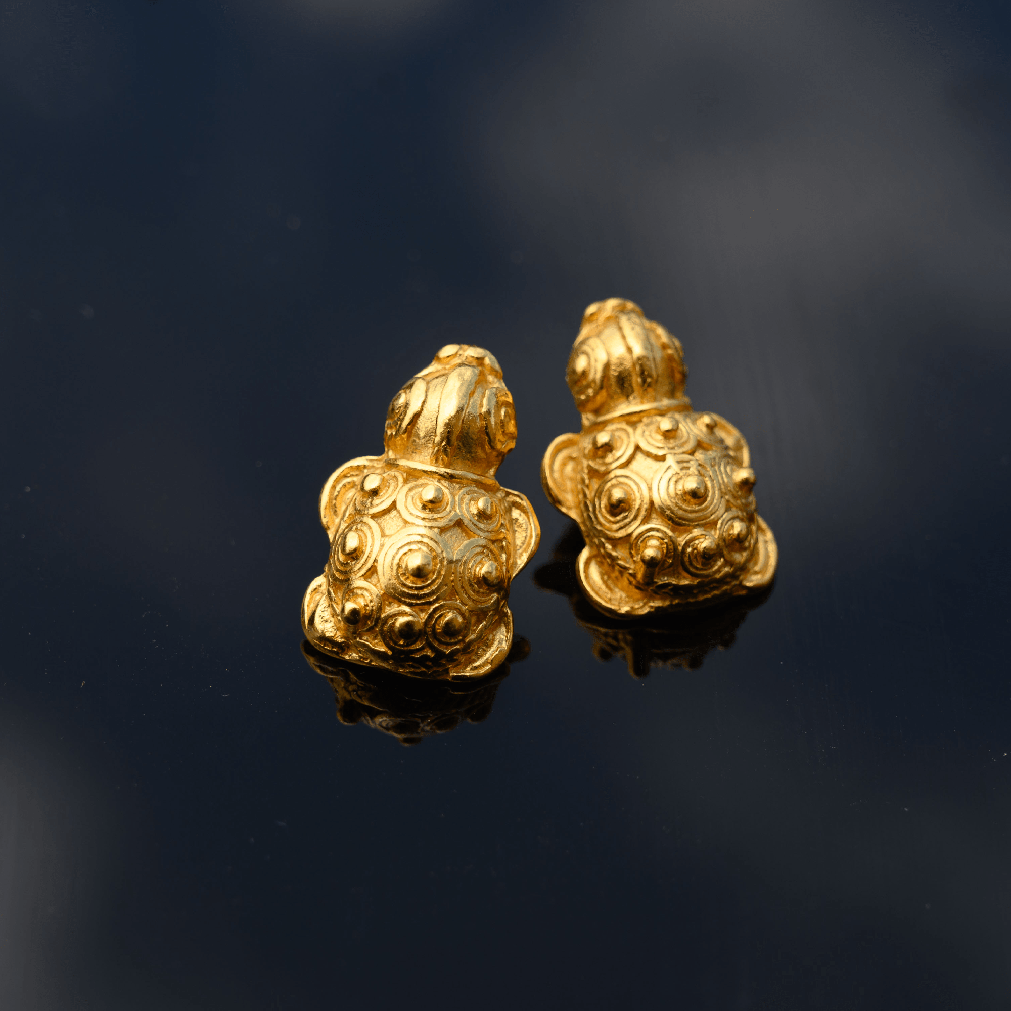 Embossed Turtle Drop Earrings| Precolumbian Jewelry |Across The Puddle