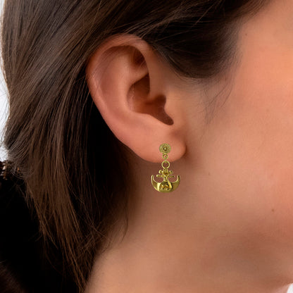 Bird on Half Moon 1.1" Dangle Earrings
