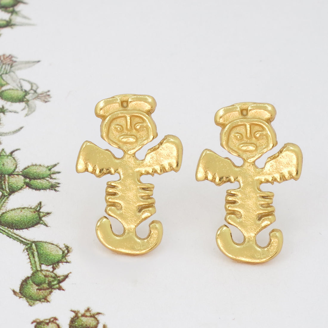 Tolima Feline Jaguar Figure .7" Stud Earrings