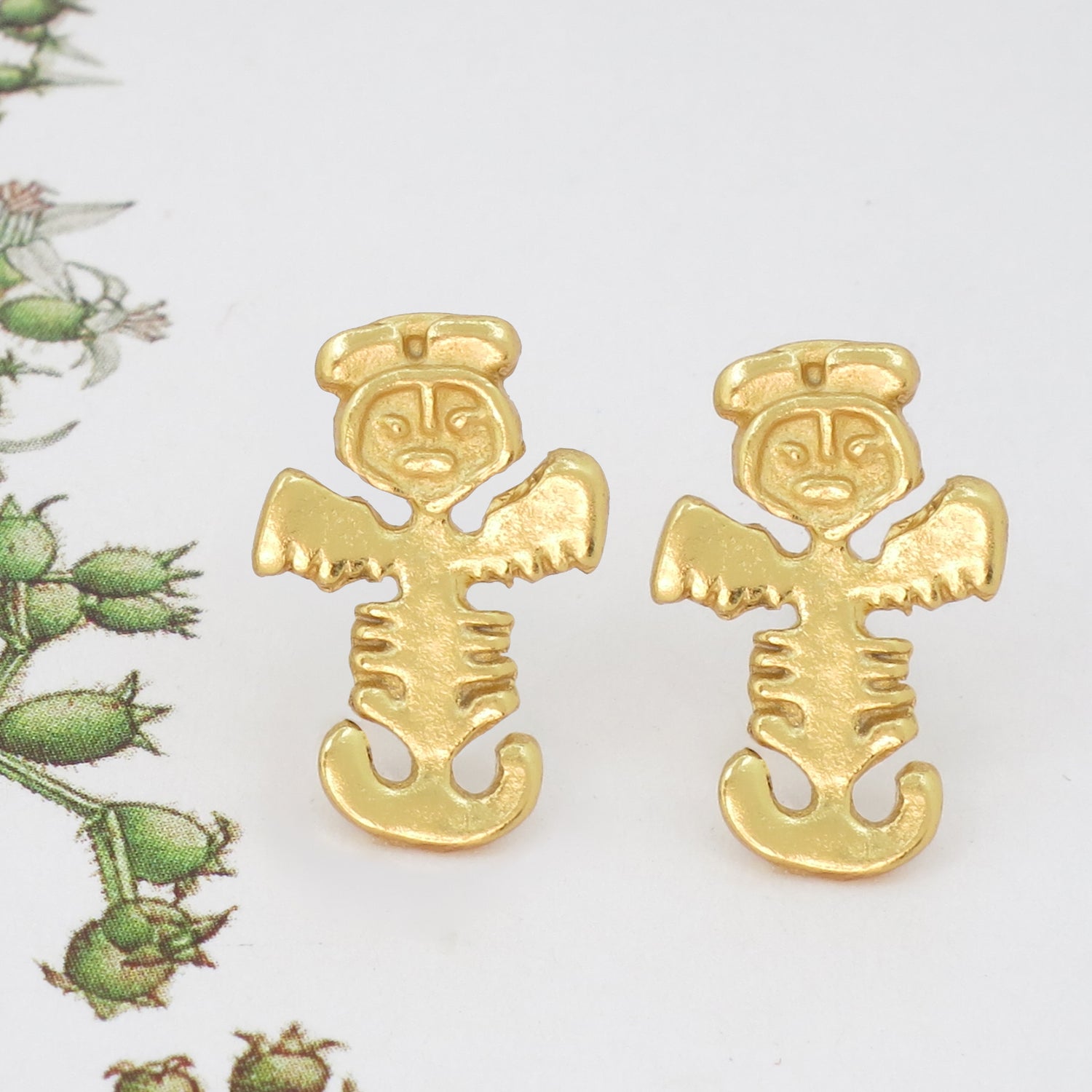 Tolima Feline Jaguar Figure .7" Stud Earrings