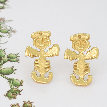 Tolima Feline Jaguar Figure .7" Stud Earrings
